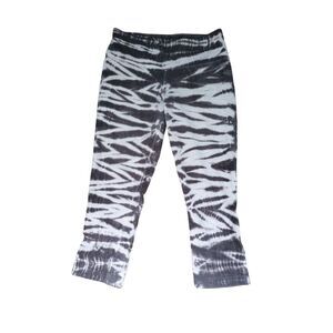 Nike Dri Fit Legging Capri Small Womens Mid Rise Skinny Leg Grey Tie Dye Print P